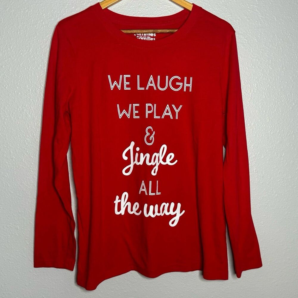 L Christmas Pajama top, Jingle all the way. Xmas matching